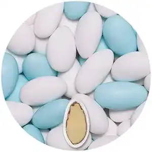 Hochzeitsmandeln EinsSein ® 1 Kg Gracile MIX weiss & himmelblau MATT