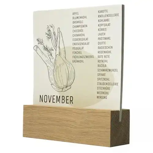 Saisonkalender Zeit für Gutes für Obst und Gemüse, Holzsockel