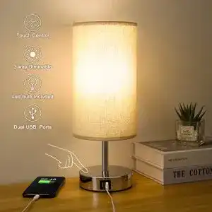 Nachttischlampe Dicoool, Touch-Lampe, Rund, E26, Dimmbar