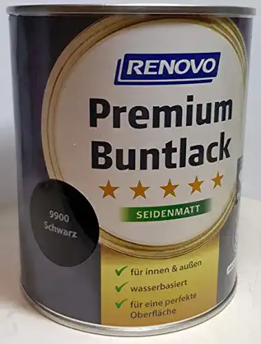 Buntlack Eigenmarke 125 ml RENOVO Premium seidenmatt RAL 9900