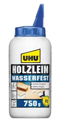 Holzleim UHU Wasserfest Flasche, Universell wasserfest 750 g