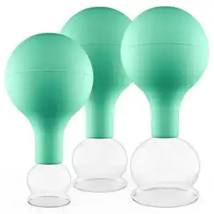 Schröpfset mit Pumpe PULOX Schröpfglas aus Echtglas 3er-Set