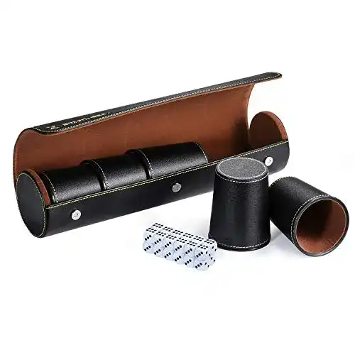 Würfelbecher X SIM FITNESSX Partyspiele PU Leder Set