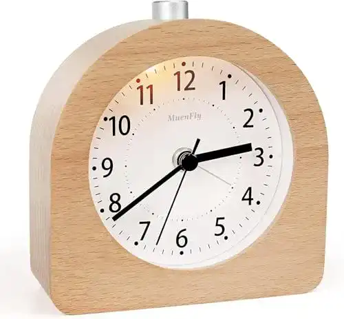 Absolut geräuschloser Wecker muenfly Wecker Analog ohne Ticken,