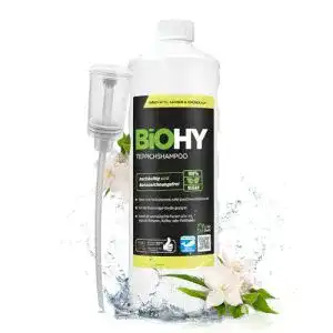 Teppichshampoo BIOHY (1l Flasche) + Dosierer, Teppichreiniger