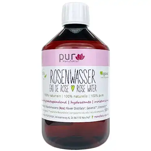 Rosenwasser pur Manufaktur 500 ml Echtes Bio Organic Rose Water