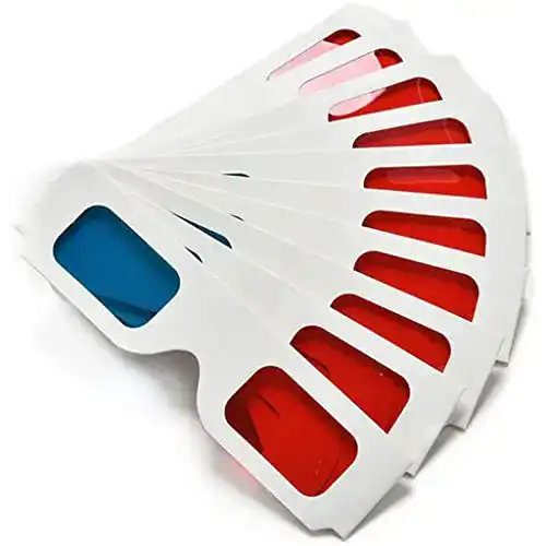 Anaglyphenbrille Beikalone 3D-Papier Brille, rot und Cyan, 50 Paar