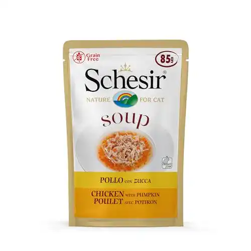 Katzensuppe Schesir Cat Soup Huhn mit Kürbis, Katzenfutter Suppe