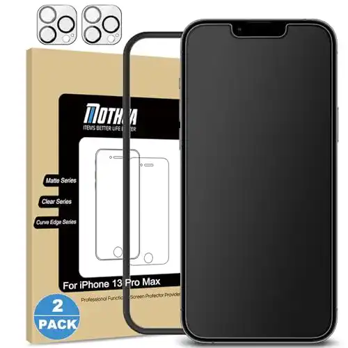 iPhone-13-Pro-Panzerglas Mothca, 2+2 Stück matte Schutzfolie
