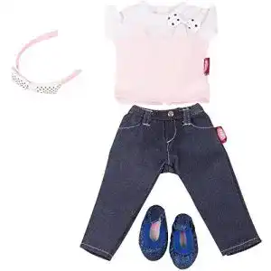 Puppenkleidung Götz 3402846 Kombi Denim Cat, coole Kombi
