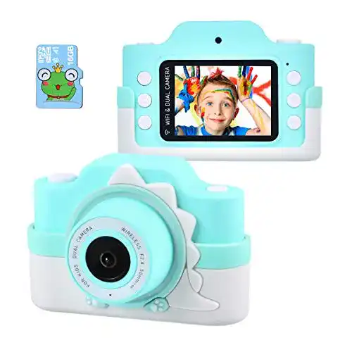 Kinderkamera Tyhbelle WiFi mit Cartoon-Schutzhülle 24 Megapixel