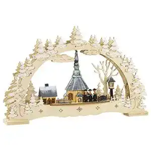Schwibbogen HGS, Seiffen mit Kirche, Lichterbogen, 3D mit LED
