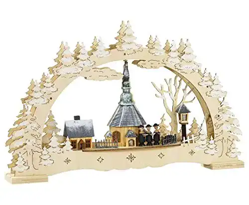 Schwibbogen HGS, Seiffen mit Kirche, Lichterbogen, 3D mit LED