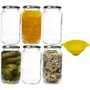Schraubglas mikken 6 x Einmachglas 1 Liter Gold, inkl. Trichter