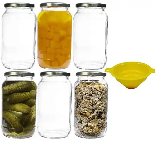 Schraubglas mikken 6 x Einmachglas 1 Liter Gold, inkl. Trichter