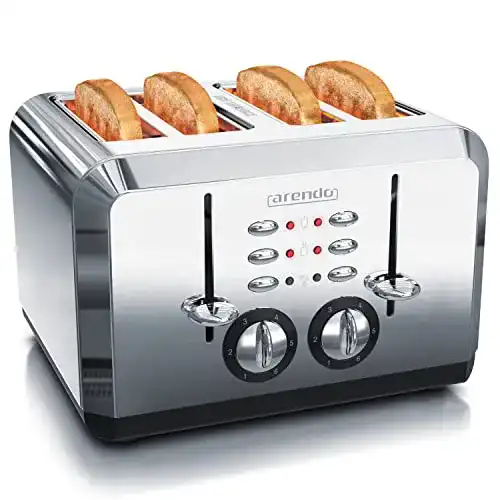 4-Scheiben-Toaster Arendo, Automatik, Edelstahl, 1630 Watt