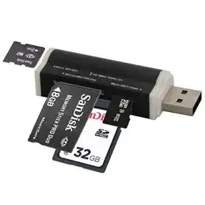 Kartenlesegerät cofi1453 USB Kartenleser Cardreader, Schwarz