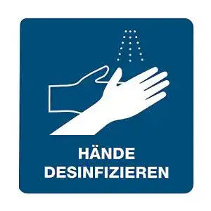 Aufkleber Hände desinfizieren STEMPEL-FABRIK 3 Stück 15×15 cm