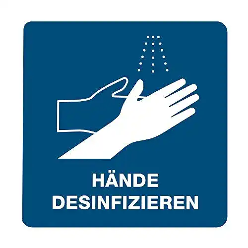 Aufkleber Hände desinfizieren STEMPEL-FABRIK 3 Stück 15×15 cm
