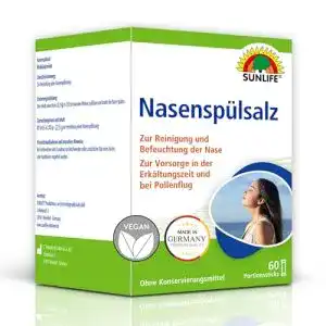 Nasenspülsalz Sunlife : Nasenspülung zur Reinigung 60 Sticks