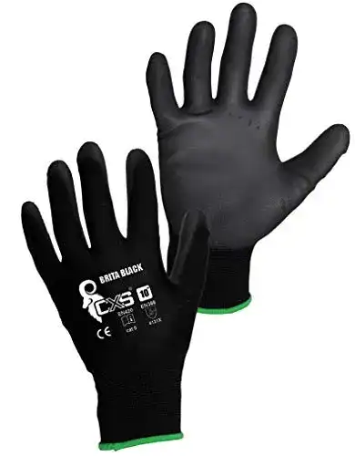 Arbeitshandschuhe CXS Brita (12 Paar) – rutschfest (Schwarz, 7)