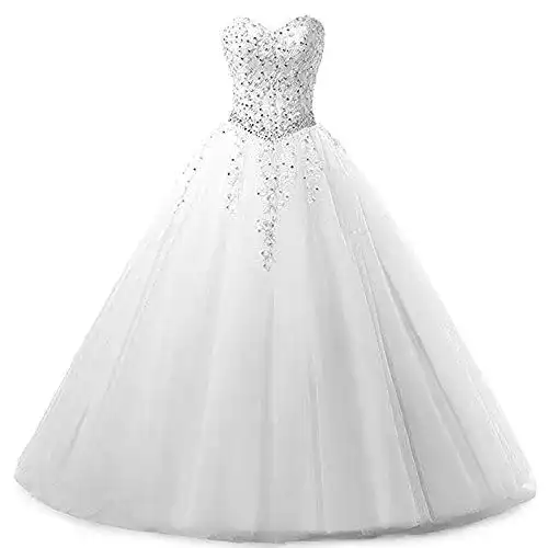 Brautkleid Zorayi Lang Tüll Abendkleid Ballkleid Festkleider Weiß