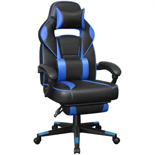 Gaming-Stuhl SONGMICS Gamingstuhl mit Fußstütze, Kopfstütze