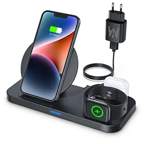 Apple-Ladestation-3-in-1 KKM Wireless Charger, 3in1 QI induktiv