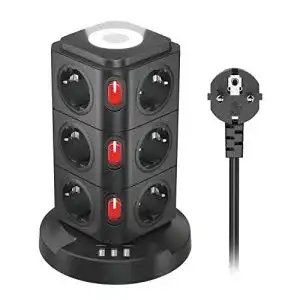 Steckdosenturm UOOGOU 12 Fach Steckdosenleiste mit 3 USB