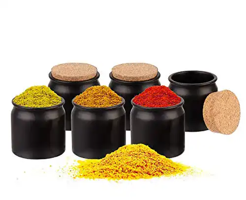 Gewürzdosen BigDean 6er Set mit Korken-Deckel 150 ml rund