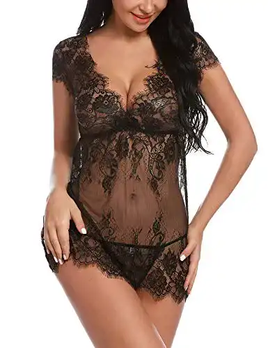 Negligee Sykooria Sexy Dessous Babydoll Reizwäsche Nachthemd