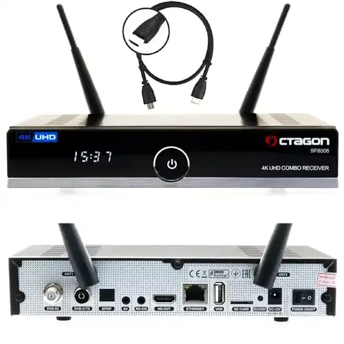 4K-Sat-Receiver Octagon SF8008 4K HDR UHD, mit Kabel