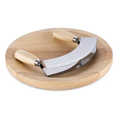 Wiegemesser mit Brett Navaris, mit Mezzaluna Wiegemesser
