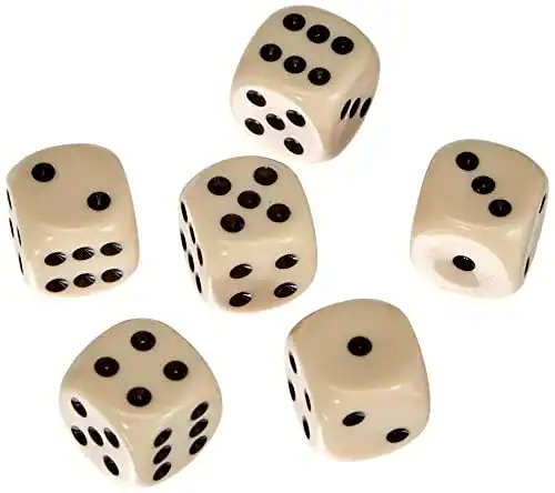 Spielwürfel AMIGO Spiel + Freizeit 58 – Elfenbein W6, 6 Würfel