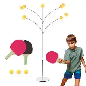 Tischtennis-Trainer Surplex Tischtennistrainer mit Elastischem Weichem Schaft Höhenverstellbar Mit Schlägern Übungsbällen