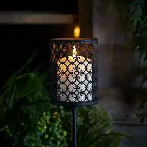 Grablaterne mit Erdspieß Lights4fun Metall Fackel 115cm hoch