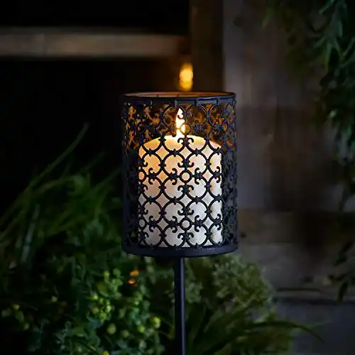Grablaterne mit Erdspieß Lights4fun Metall Fackel 115cm hoch