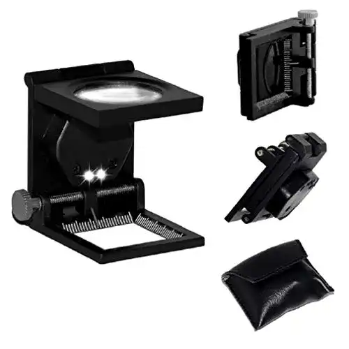 Fadenzähler Oramics Faltlupe Messlupe Lupe mit LED Glaslinse