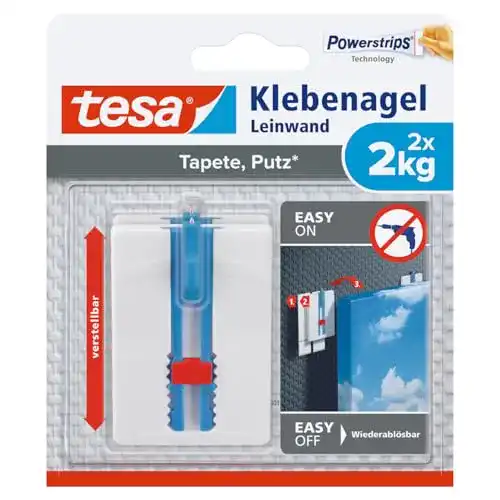 Klebenagel TESA Tapeten & Putz, höhenverstellbar, selbstklebend