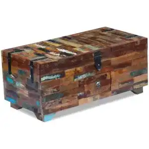 Truhentisch vidaXL Massivholz Couchtisch Truhe Antik