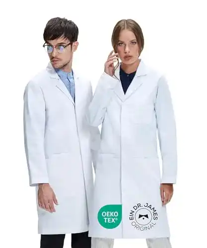 Laborkittel Dr. James Unisex, Klassische Passform, Weiß