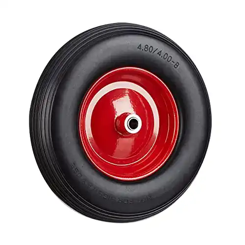 Schubkarrenrad Vollgummi Relaxdays, 100kg Traglast, schwarz-rot