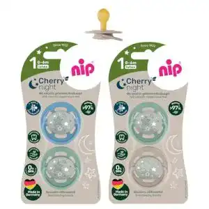 nip-Schnuller nip Cherry Rundsauger Schnuller NIGHT 0-6 Monate