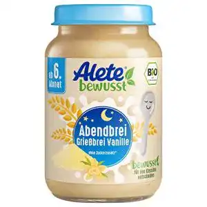 Grießbrei Baby Alete Bio Gläschen Abendbrei Grießbrei Vanille, 6er