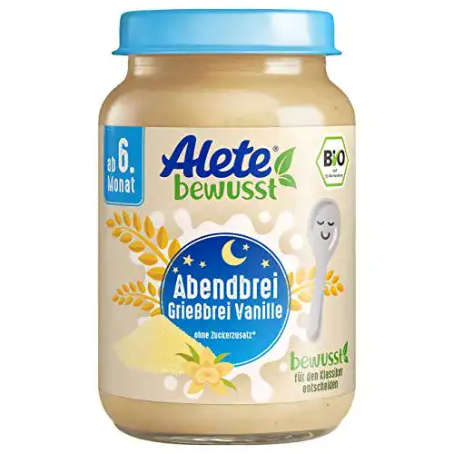 Grießbrei Baby Alete Bio Gläschen Abendbrei Grießbrei Vanille, 6er