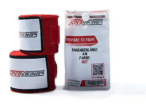 Boxbandagen ActiveVikings 4m mit Klettverschluss (Rot)