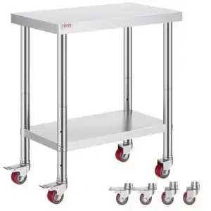 fahrbare Werkbank VEVOR Arbeitstisch Edelstahl 76 x 46 x 86 cm