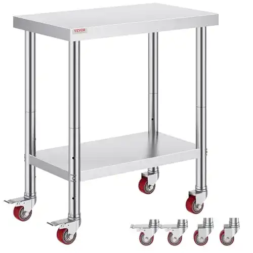 fahrbare Werkbank VEVOR Arbeitstisch Edelstahl 76 x 46 x 86 cm