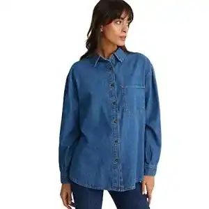 Jeanshemd Damen C&A Hemd Top Langärmelig Jeans-blau 40