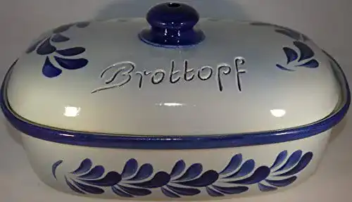 Brottopf Töpferei Seifert 30 cm grau-blau Oval, Steinzeug
